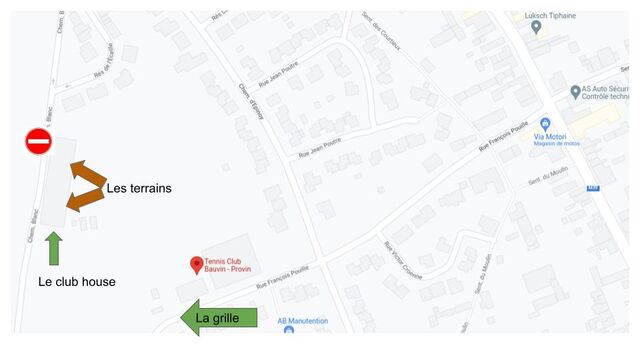 Plan d'accès au Tennis Club Bauvin-Provin
